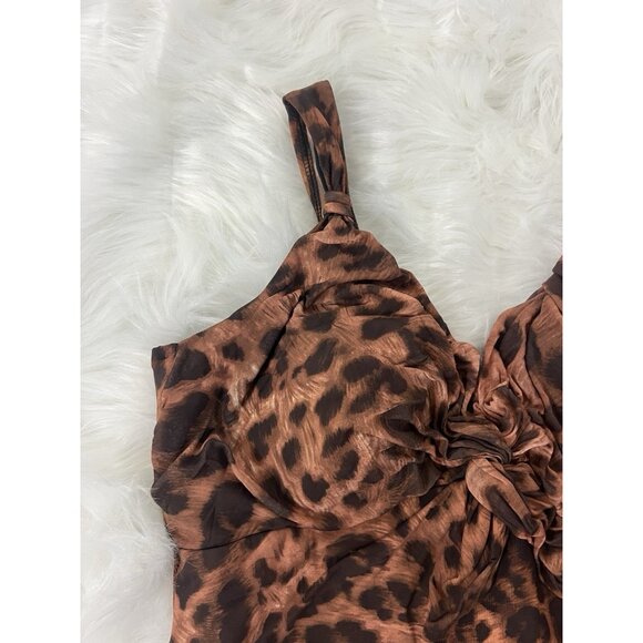 Miraclesuit Womens Plus Size 18W Swimsuit Brown Leopard Print V-Neck Twist Front - Picture 11 of 12
